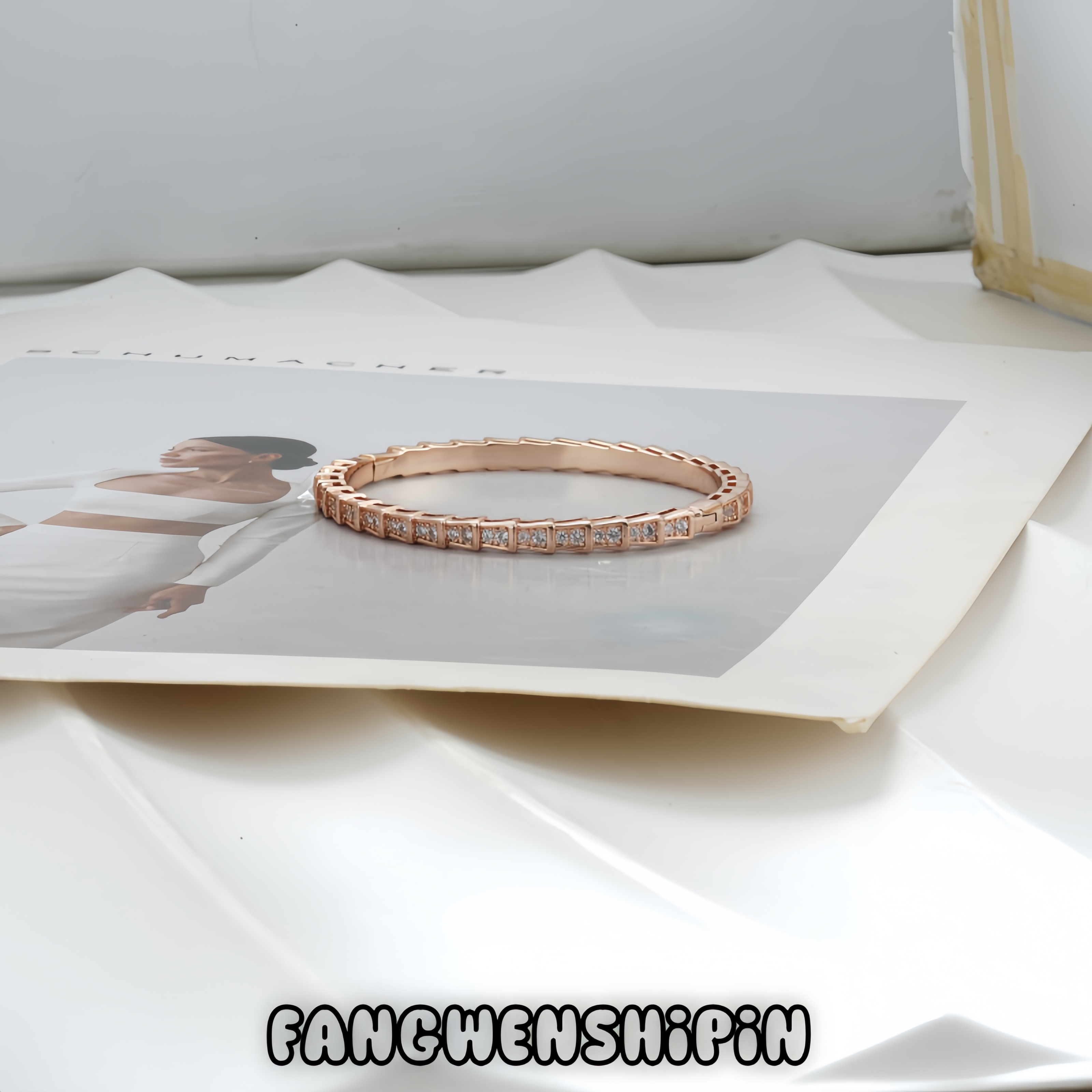 铜合金合成锆石手镯 时尚百搭手镯气质小众CNC工艺7157（58mm）