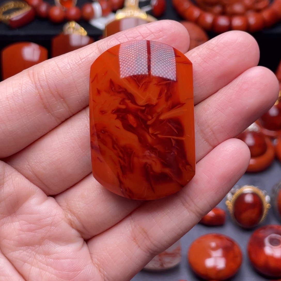 南红玛瑙未镶嵌珠宝奇石无事牌吊坠