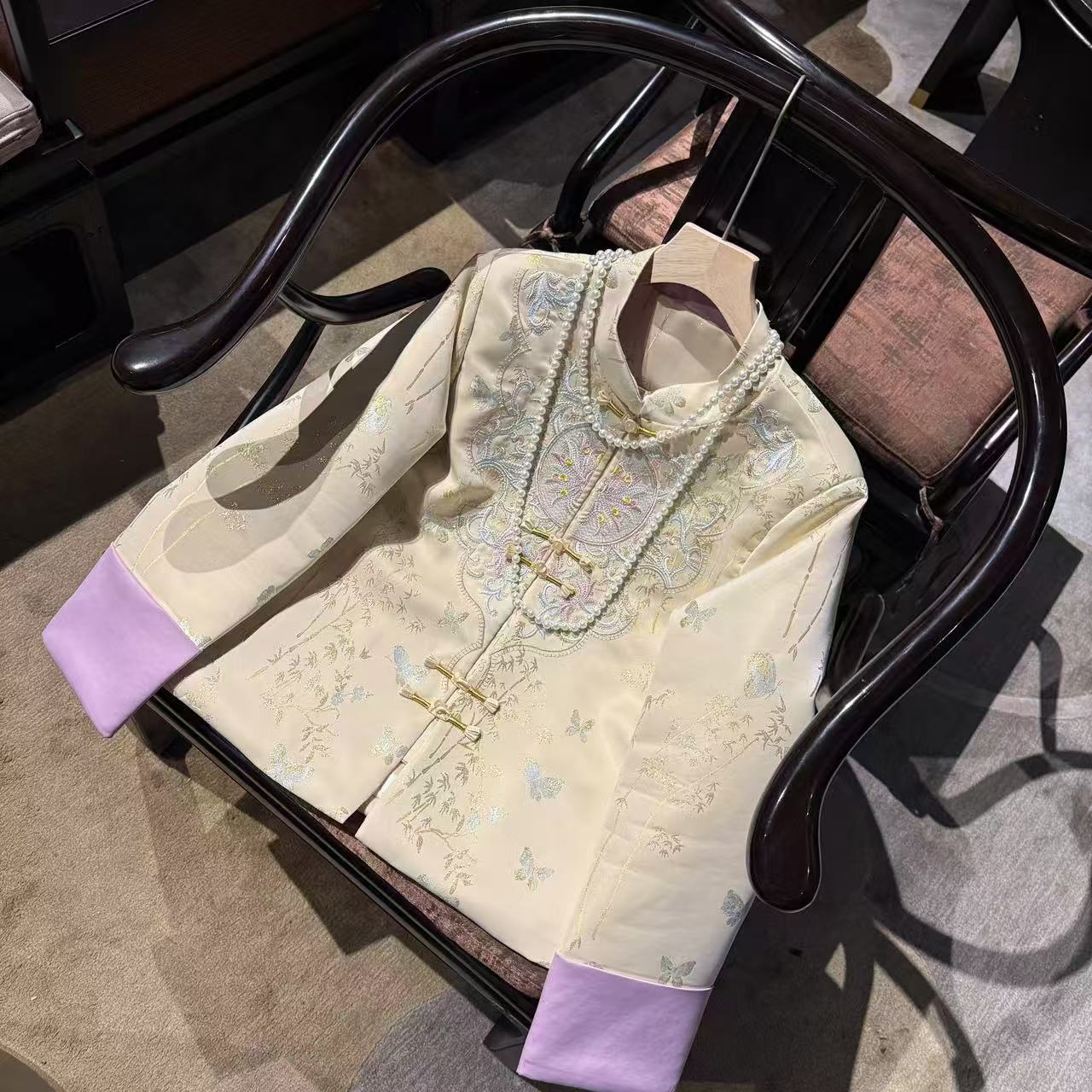 （繁花似锦）中式女装时尚上衣立领刺绣中国风古风复古宽松外套春