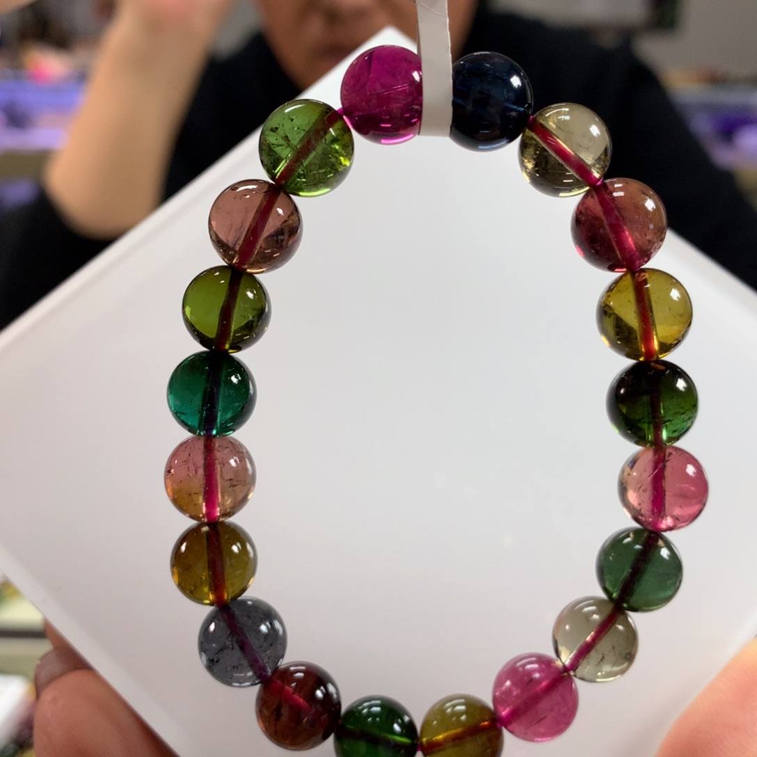 碧玺手链未镶嵌9.8毫米左右