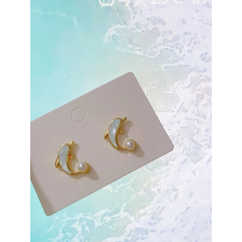 铜合金吊坠 铜合金耳饰 【92】彩色海豚仿珍珠新款铜合金小吊坠耳钉