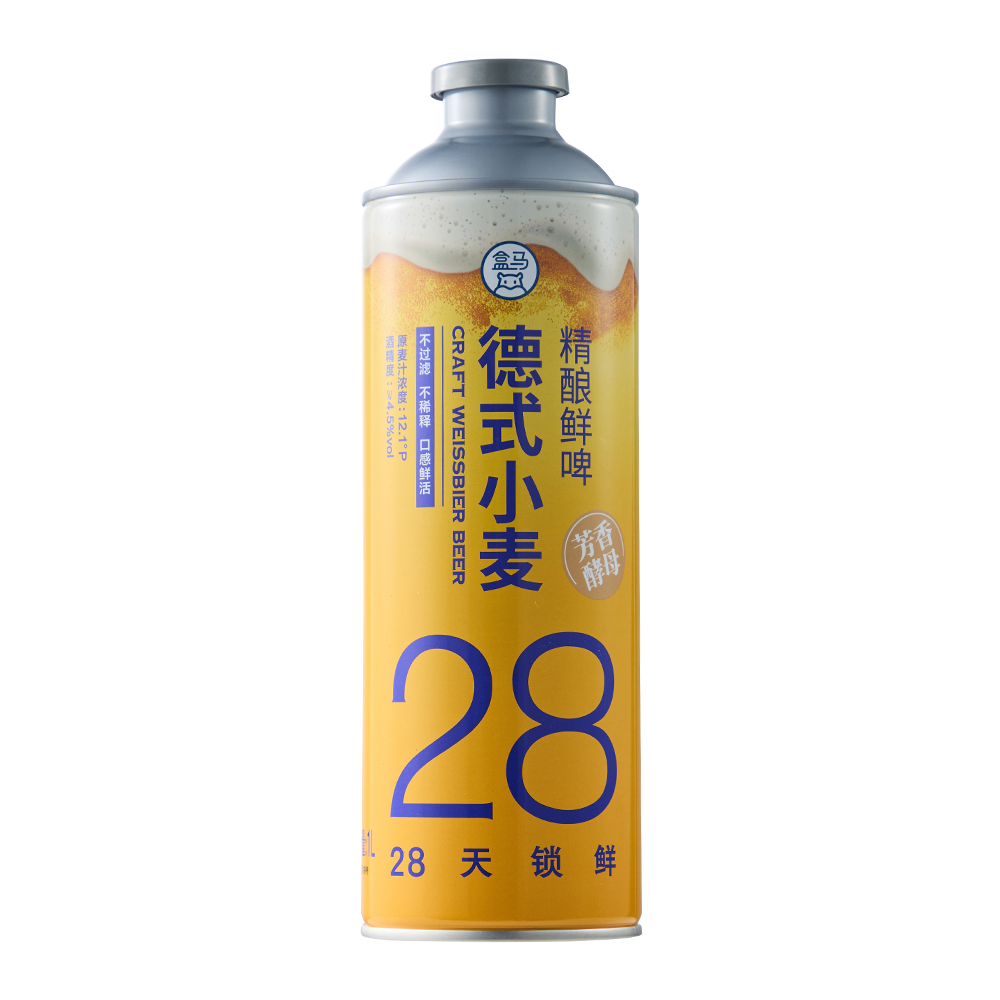 盒马 28天锁鲜德式小麦白精酿原浆鲜啤酒 1L