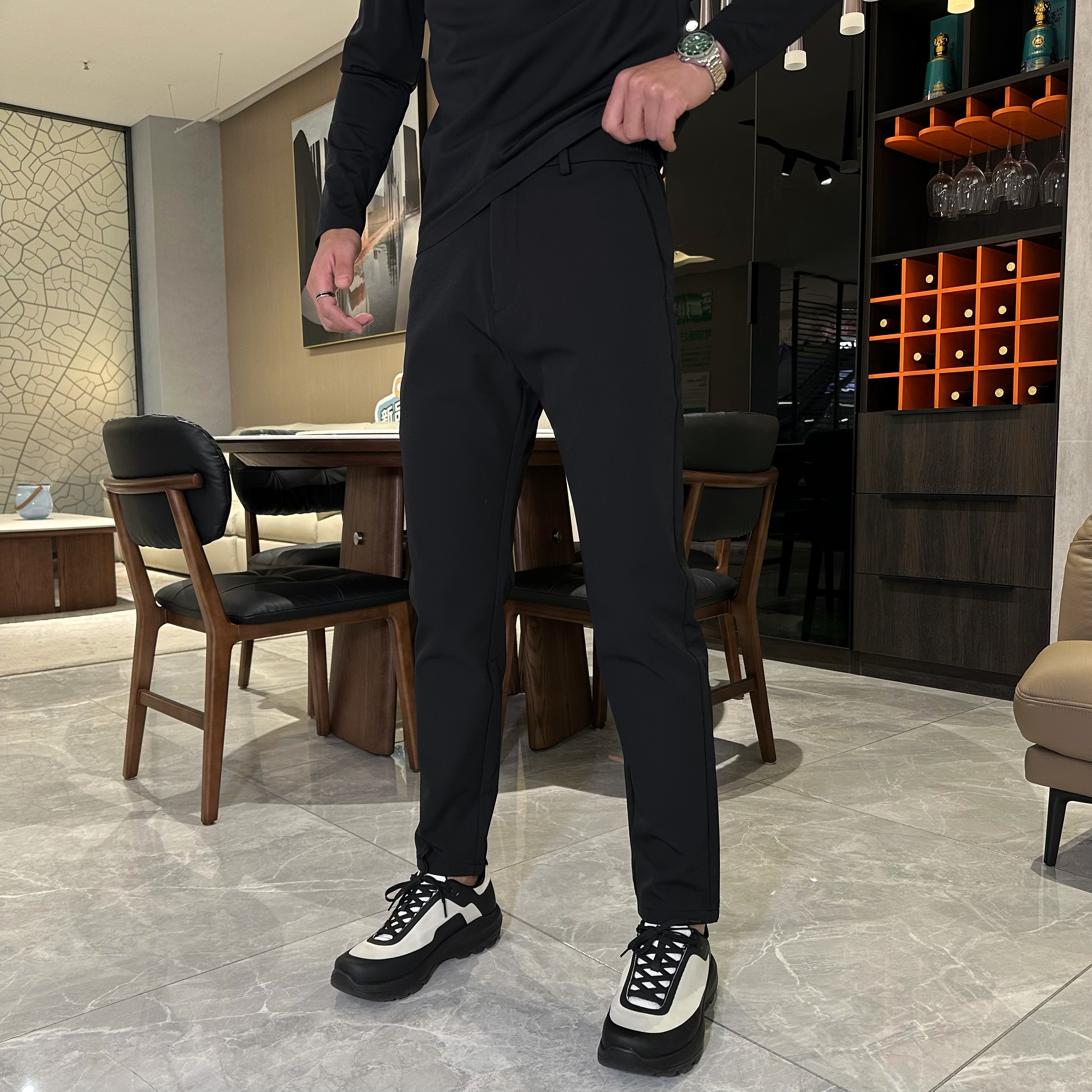 达人推荐（秋冬男士户外加厚直筒防风高弹针织长裤