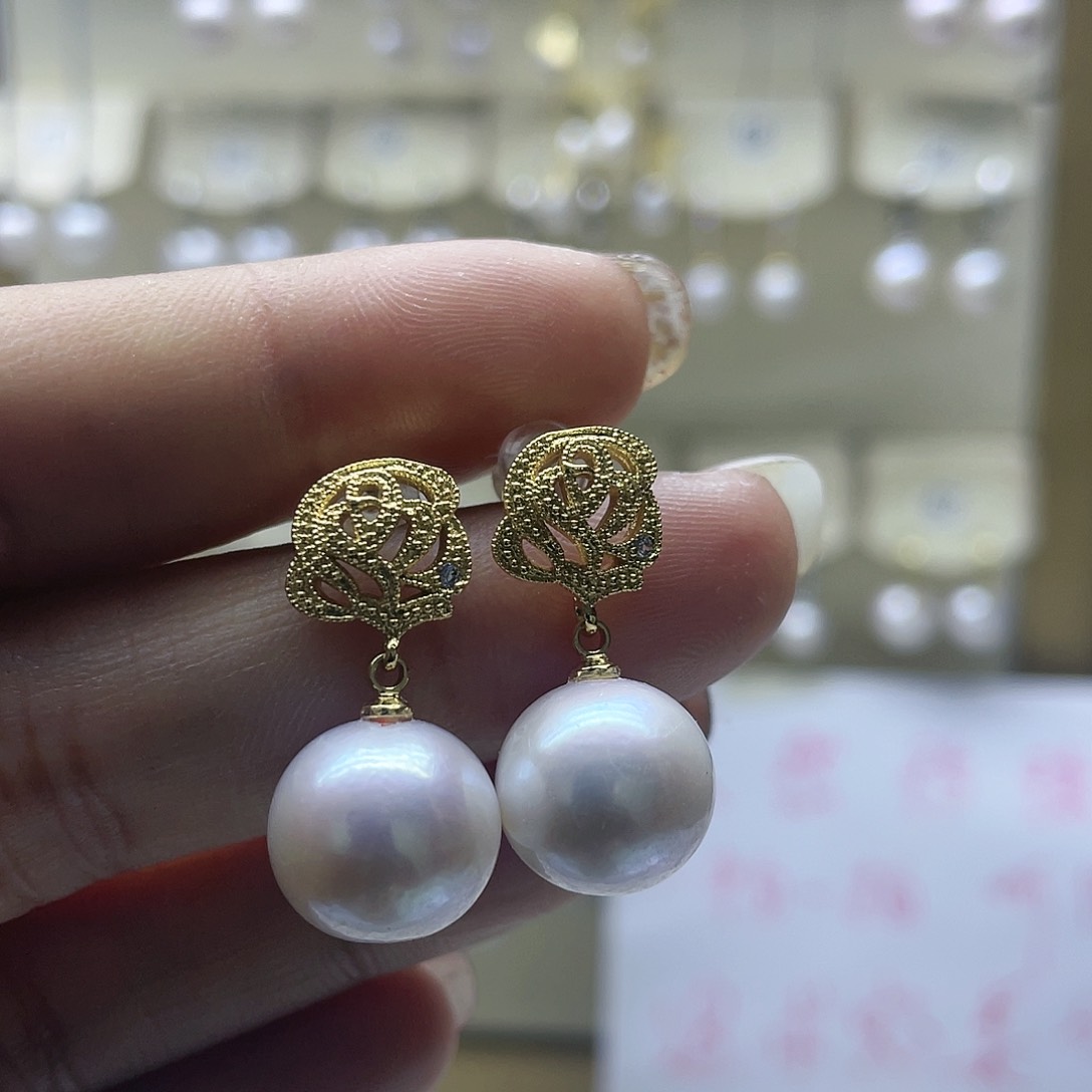 淡水珍珠耳饰银S925镶嵌