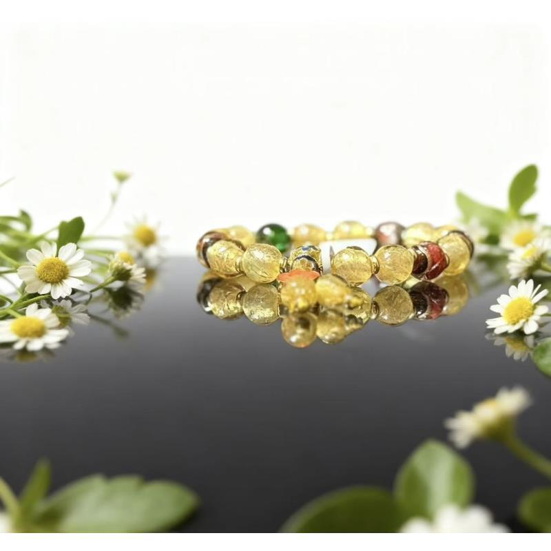 琉璃手链 香灰琉璃带朱砂点红单圈412【无礼盒】