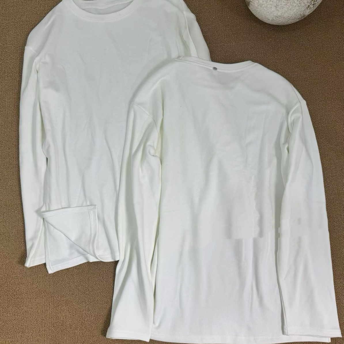 【金属扣加绒】韩系简约大版加绒T