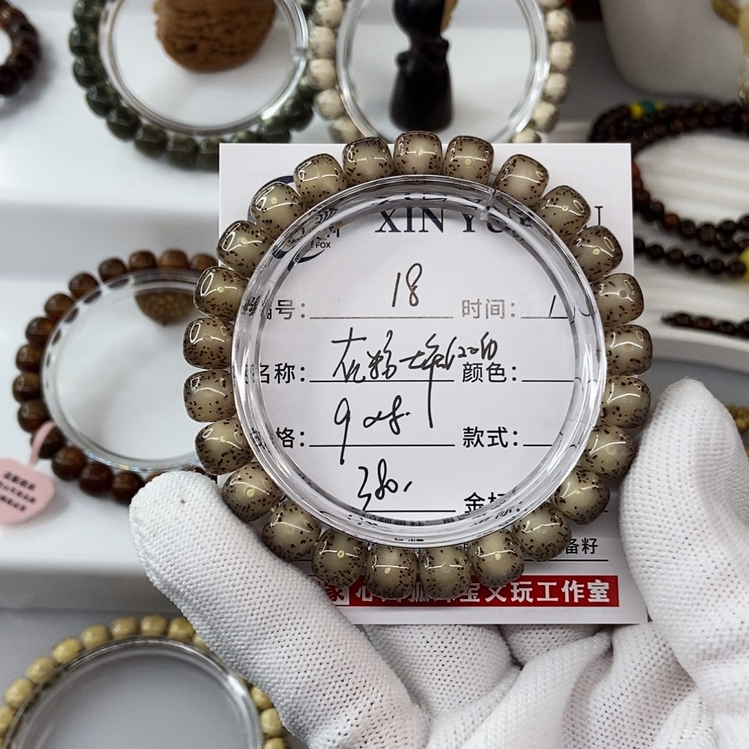 星月菩提手串9灰粉冰透大牛眼18