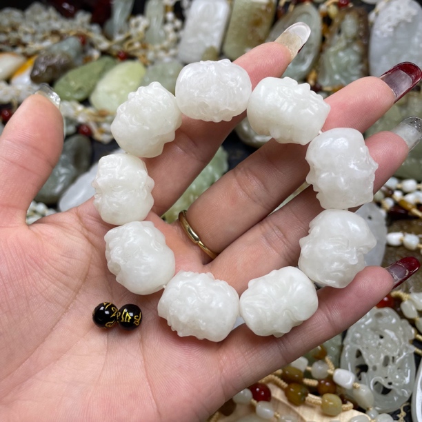 和田玉，手串，十八罗汉