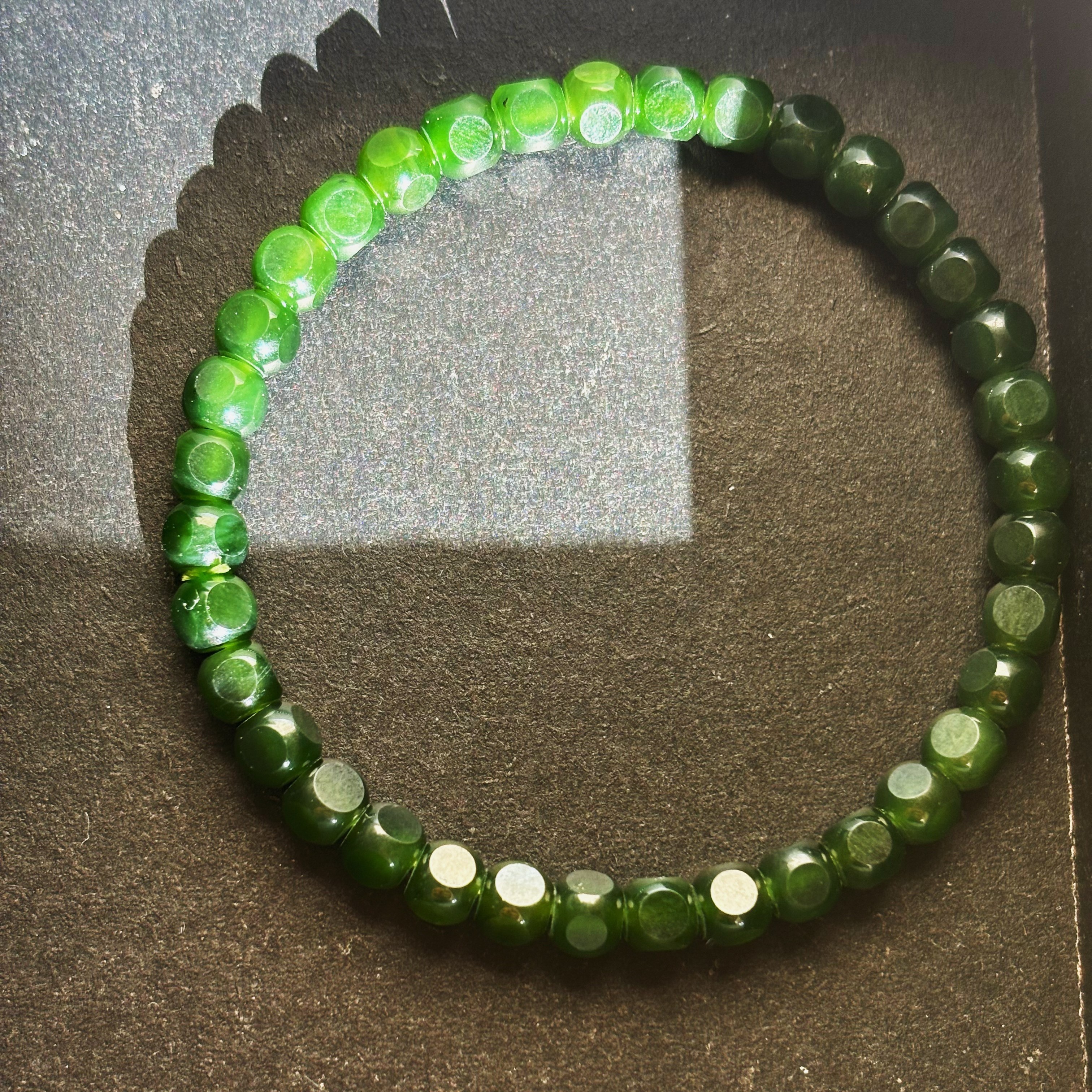 非金属合成锆石手链 碧 单圈切面手串