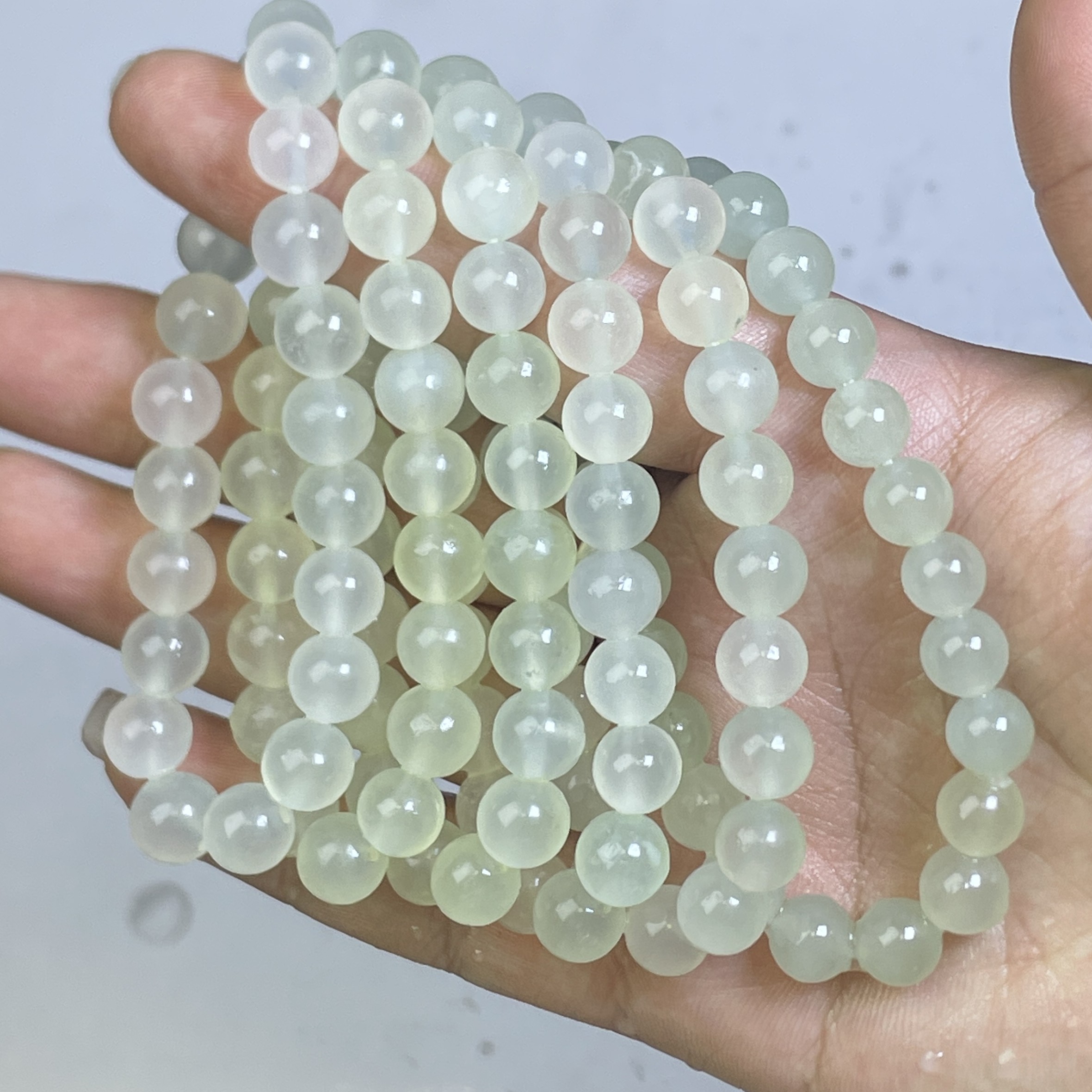 天然岫玉卡8白冰手串，可自行拍品随机发