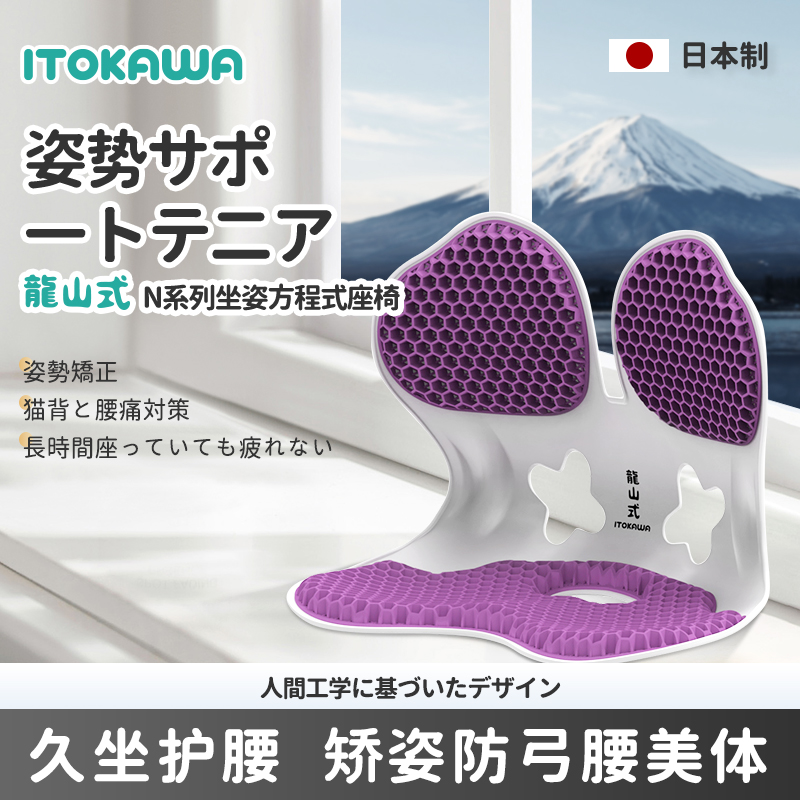日本ITOKAWA龍山式坐姿方程护腰座椅矫正坐姿多功能护腰护脊靠垫