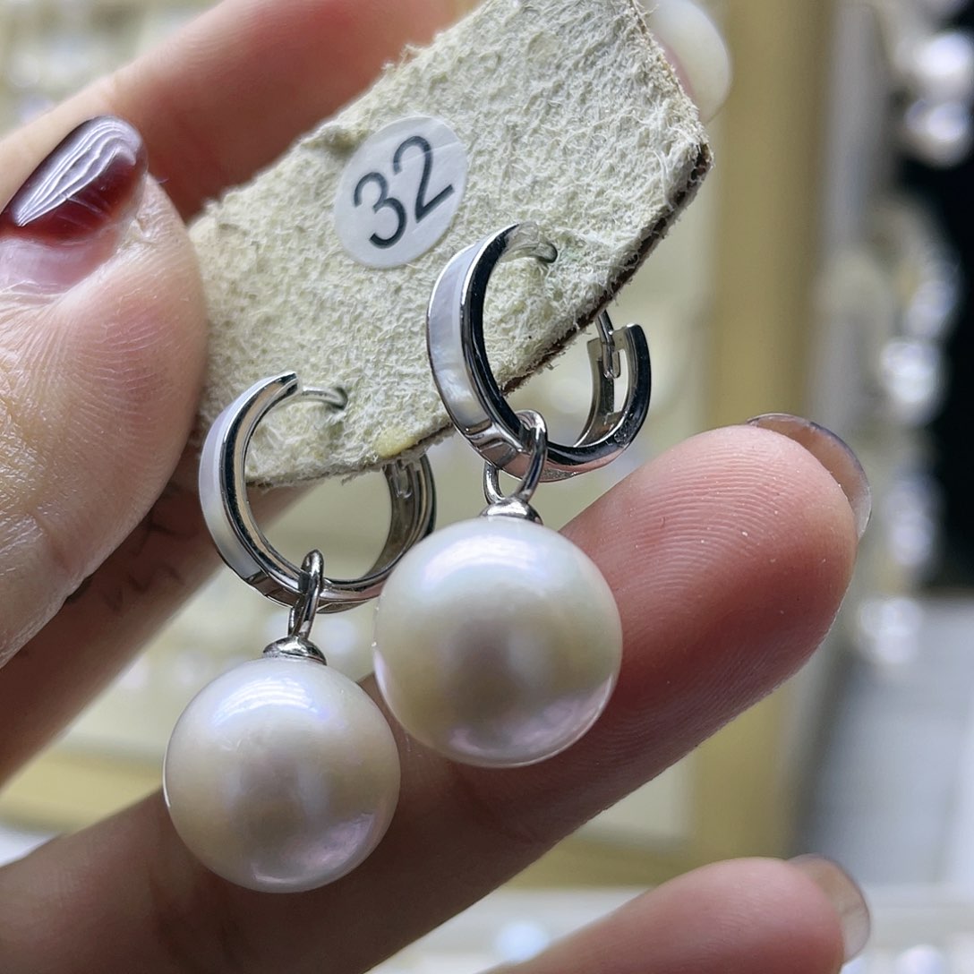 淡水珍珠耳饰银S925镶嵌