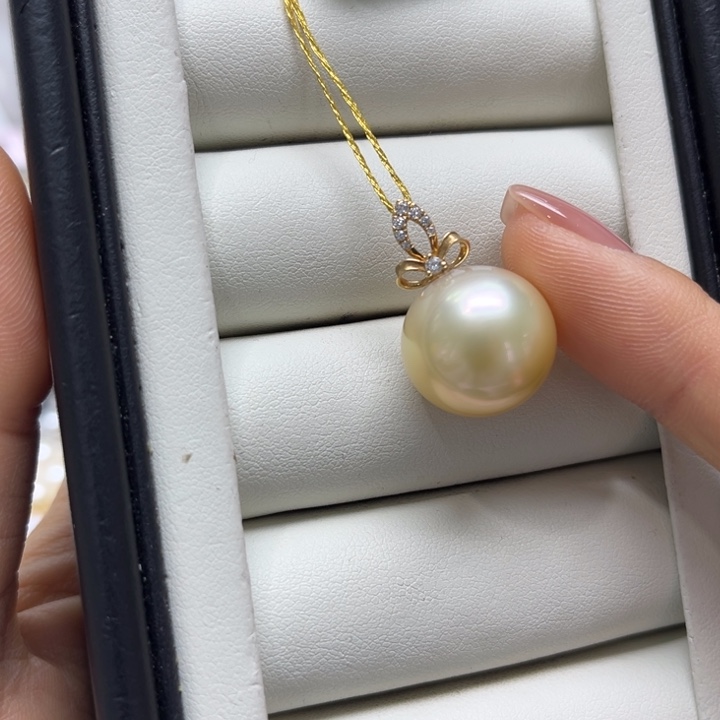 海水珍珠吊坠(不含链)18K金镶嵌16-17mm
