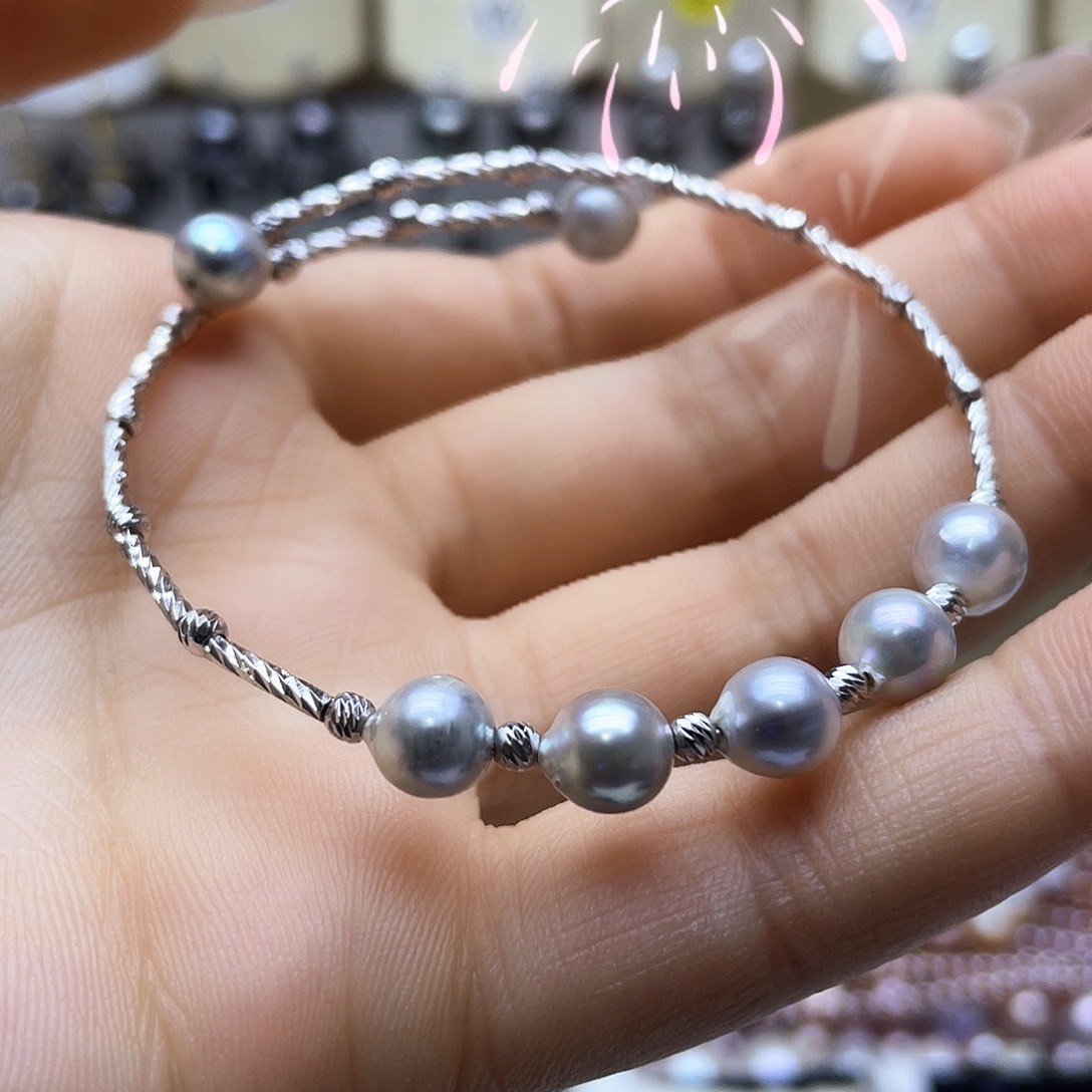 海水珍珠手绳银S925镶嵌