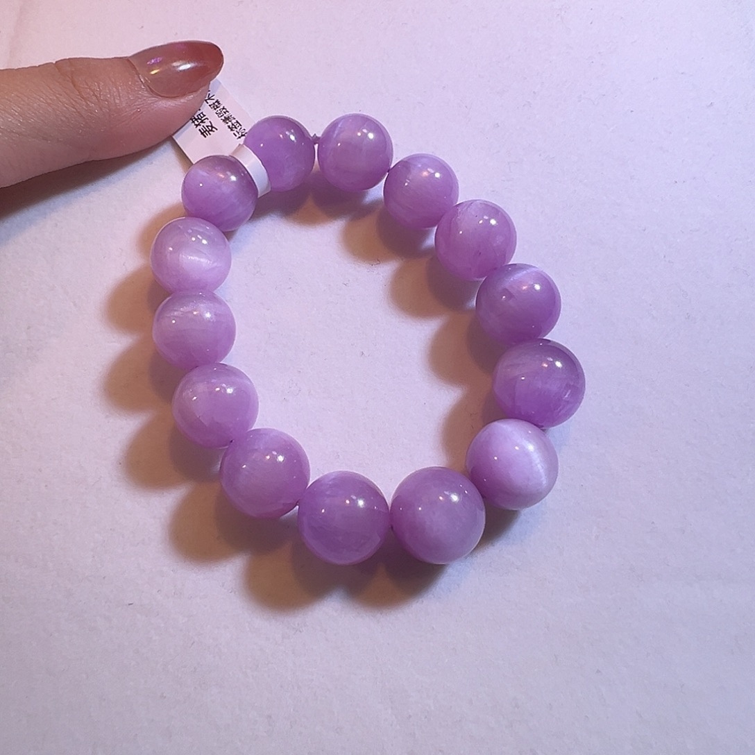 未镶嵌锂辉石手串14咪冰糯猫眼紫锂辉A+手串