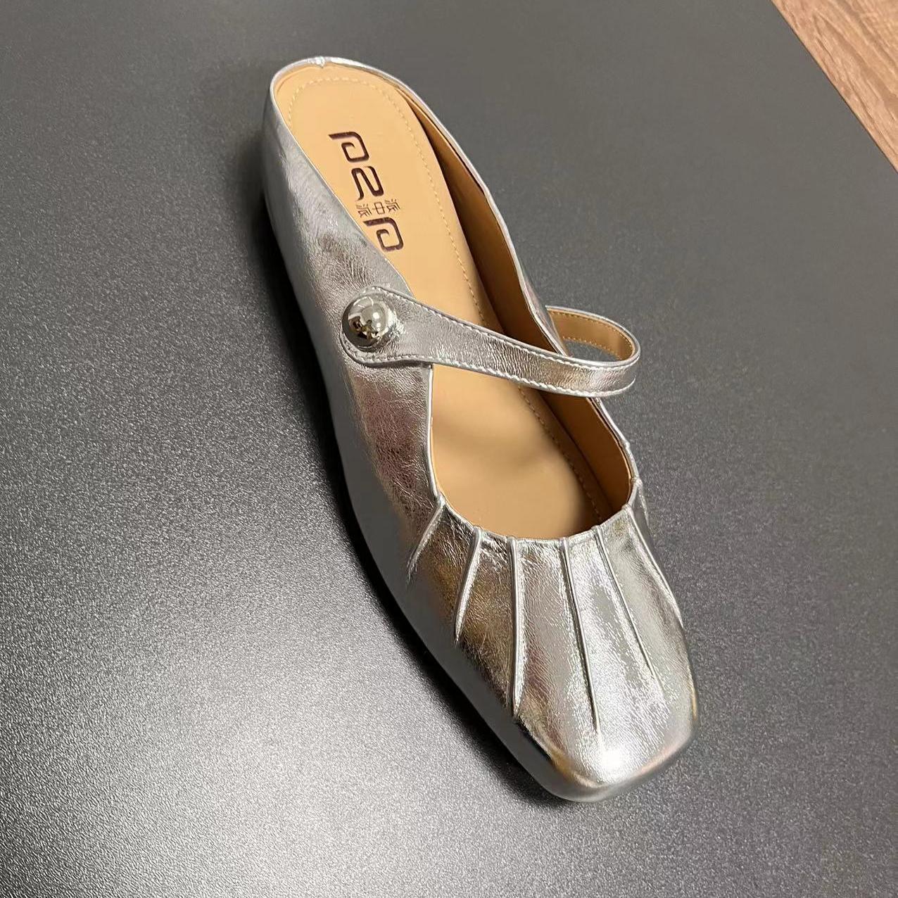 GD软底个性褶皱包头一脚蹬时尚百搭凉拖鞋1185