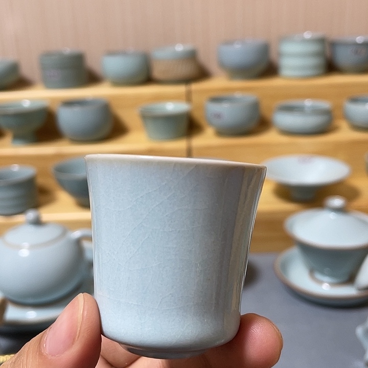 陶瓷杯子天青汝瓷闻香杯40ml