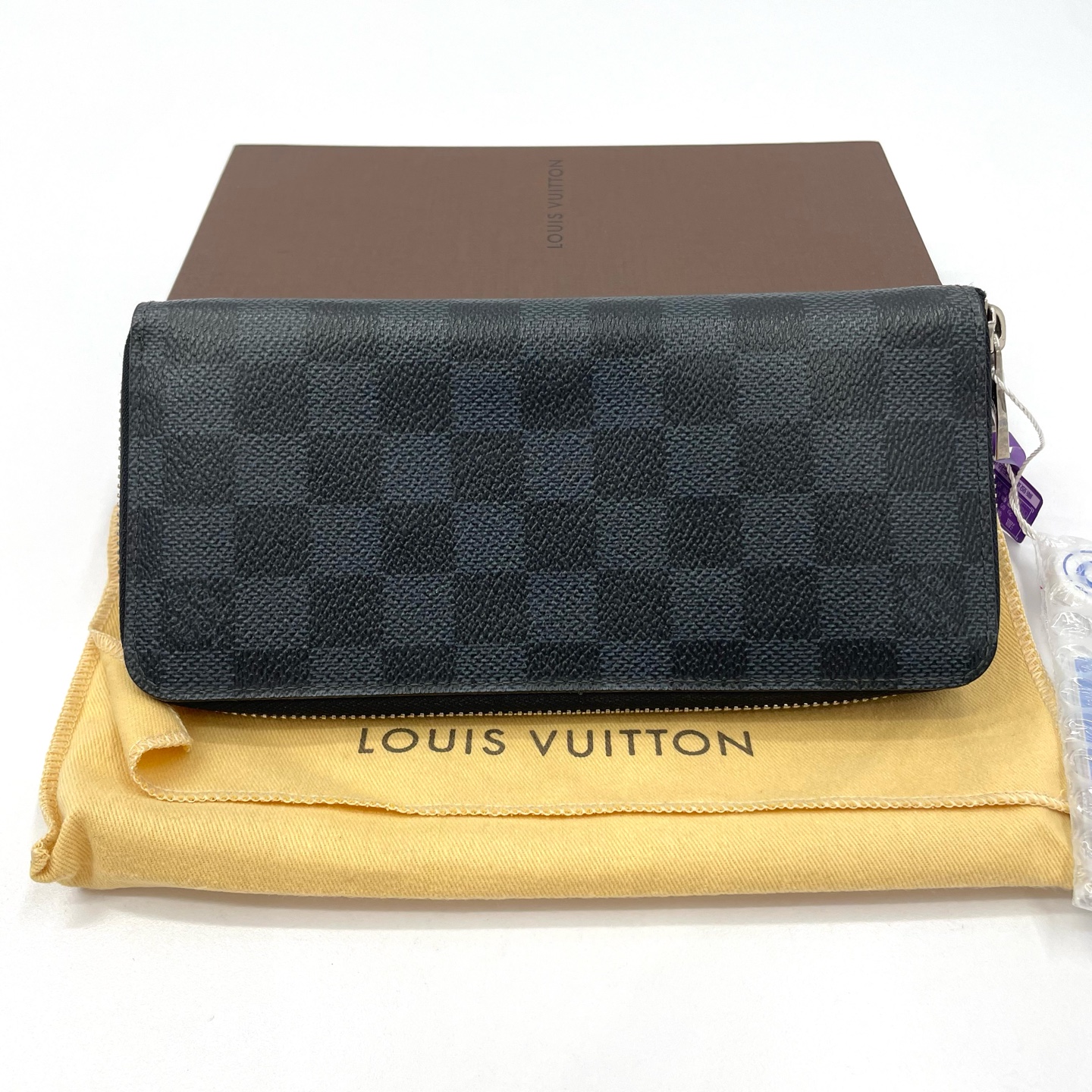 95新 LouisVuitton/路易威登 98新zippy棋盘格拉链钱包