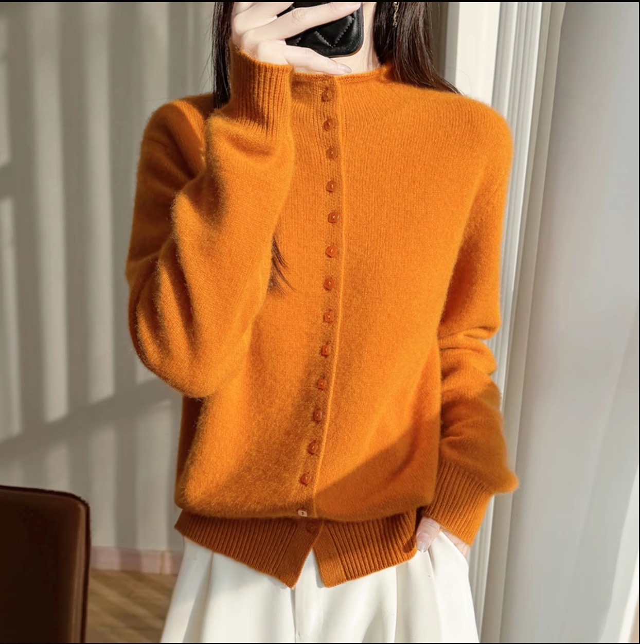 【未改价】2025年冬季新款100纯羊毛衫保暖针织显半高领秋冬中长款