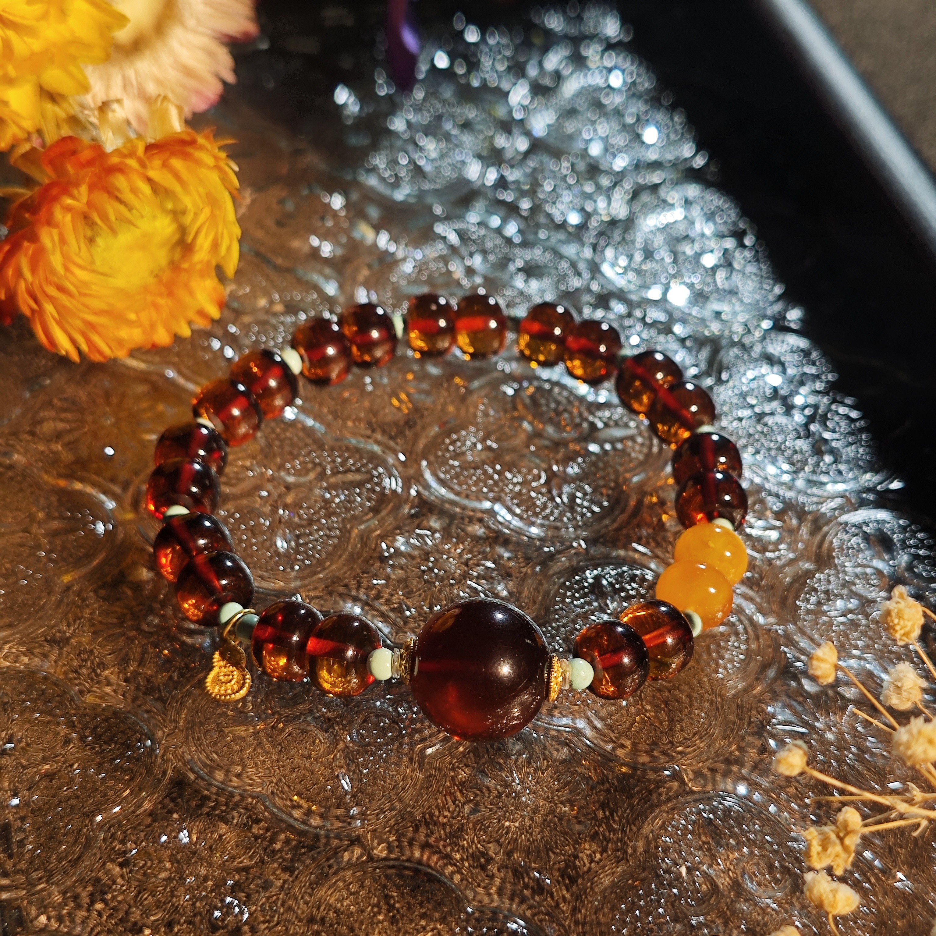 天然琥珀蜜蜡血珀时尚百搭手串