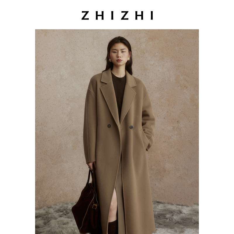 致知 月笼沙 高级感中长款毛呢外套2024冬新款设计师ZZ2DWWWY015