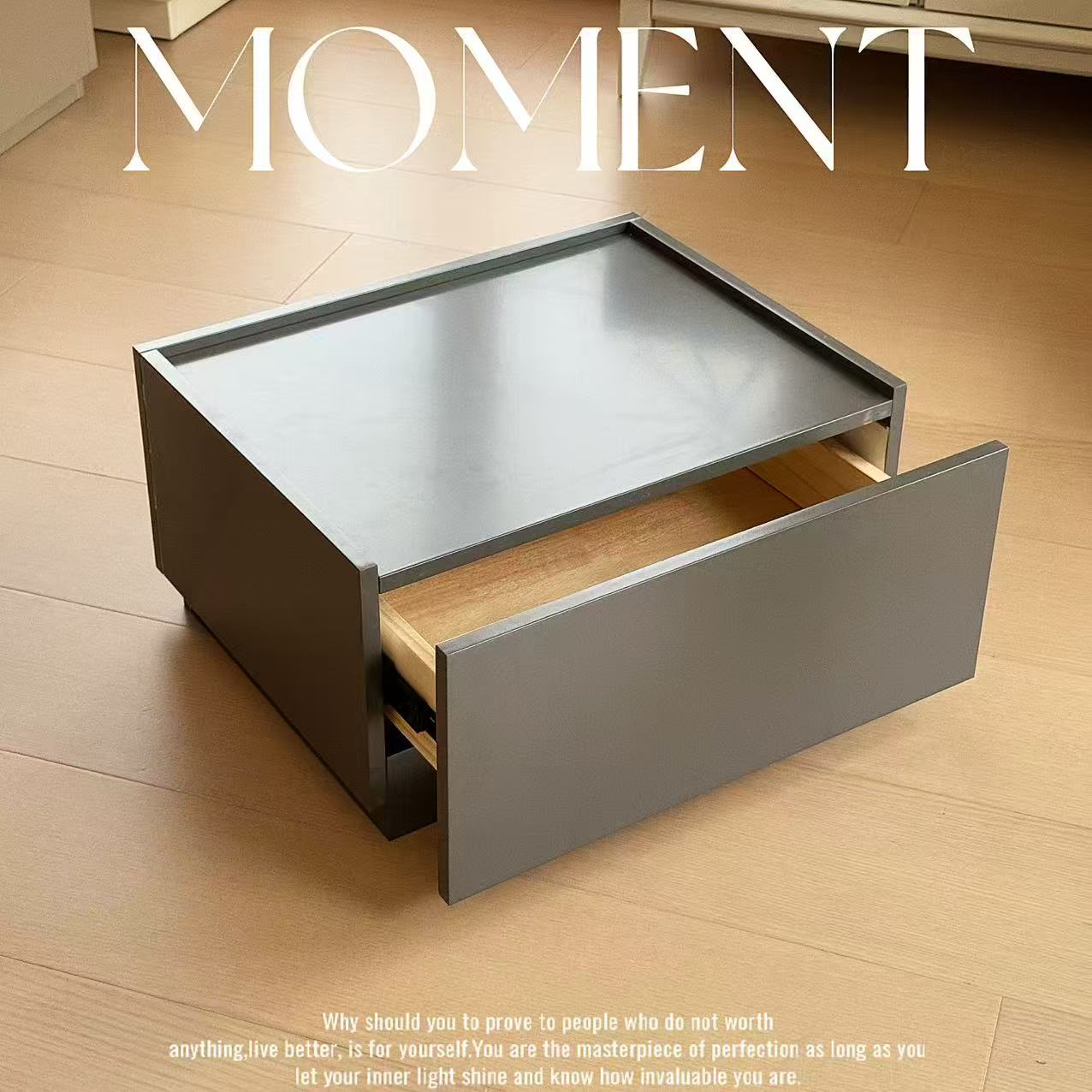 积木现代实木烤漆床头柜意式极简轻奢高级感卧室家用简约收纳柜子