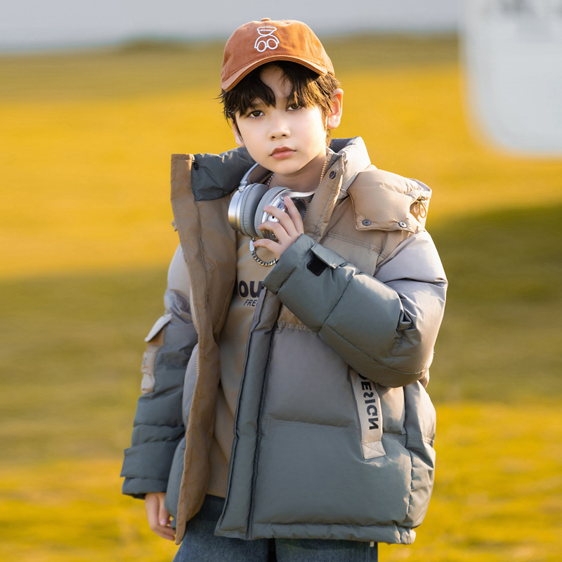 【带图】儿童羽绒男童女童冬季中长款保暖百搭外套宽松时尚加厚拼接