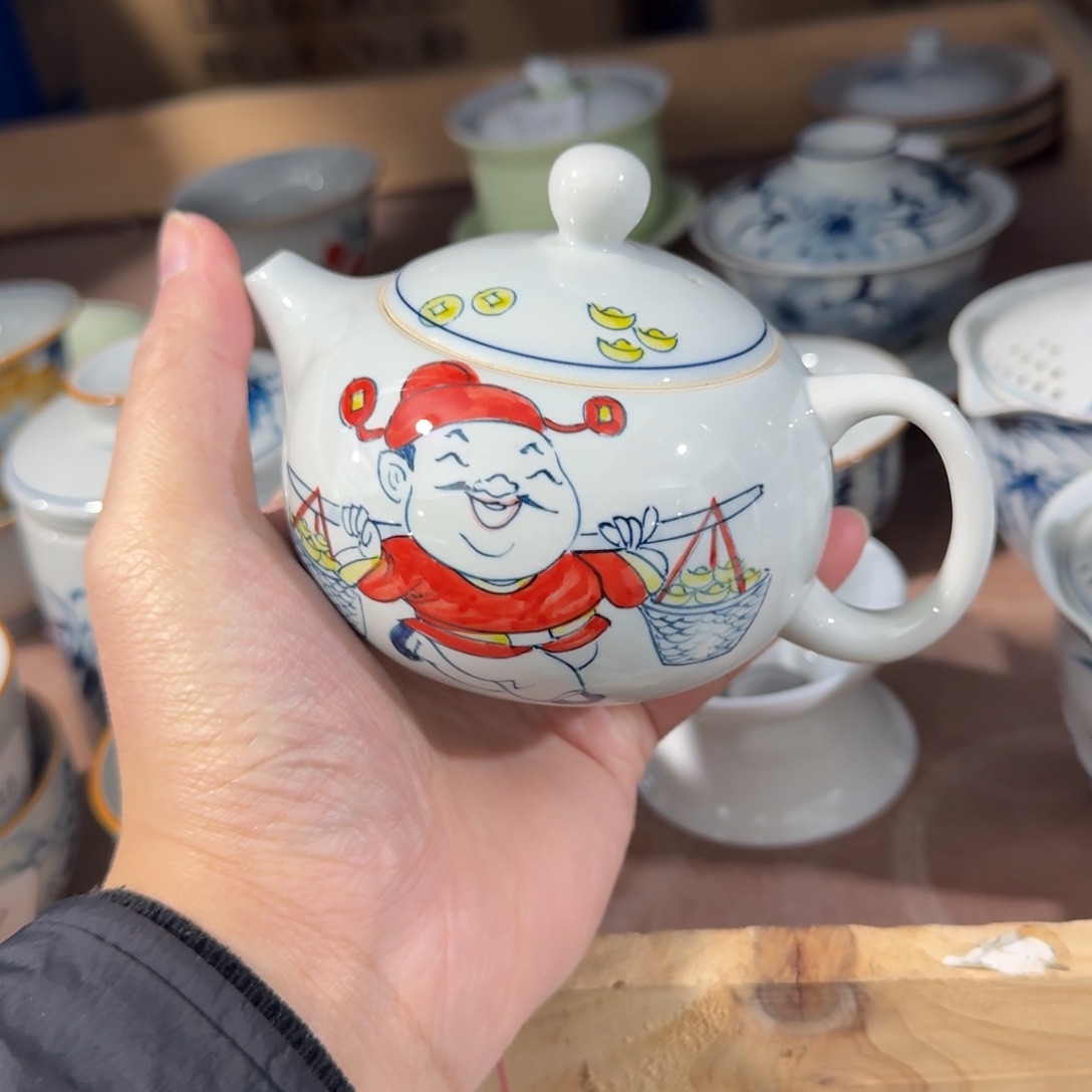 釉下手绘茶具微瑕