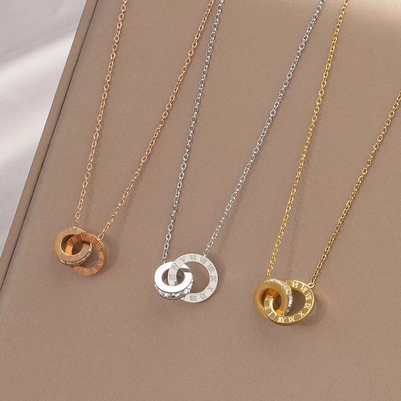 钛钢项链 漫寇 X 轻奢小众罗马数字双环相扣项链