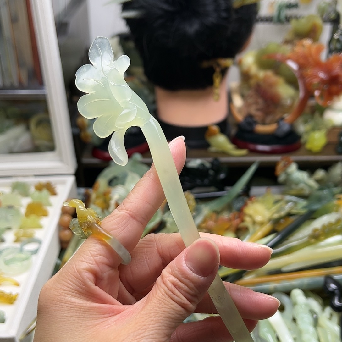 蛇纹石玉发饰合金