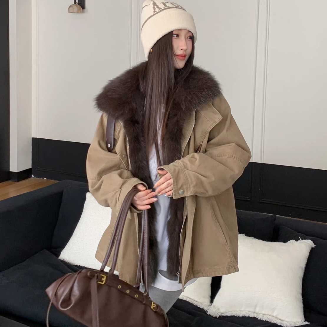 A （359～～）新款鸭绒派克服大毛领外套