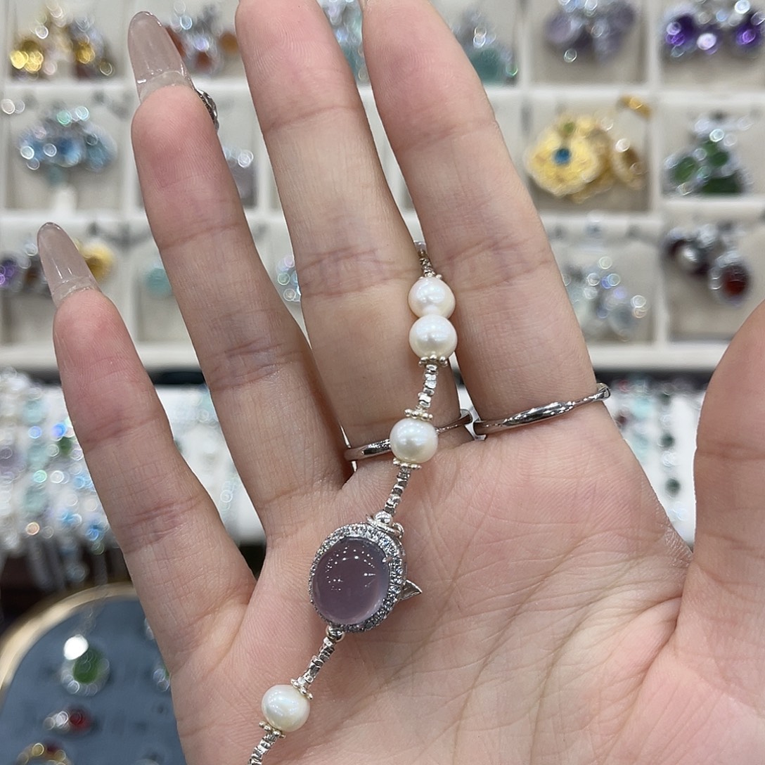 西****萤石手链银S925镶嵌