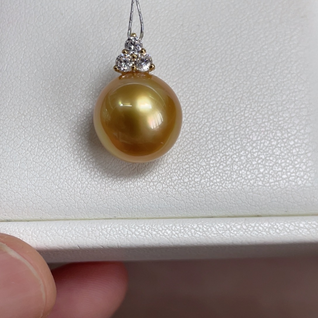海水珍珠18K金镶嵌吊坠(不含链)12.5mm