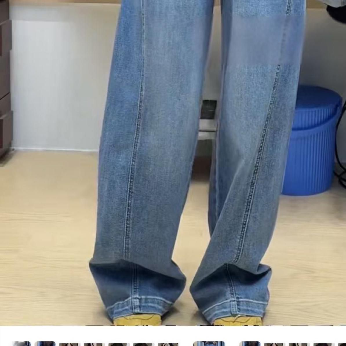 裤子大王～YY高腰显瘦窄窄版拖地裤牛仔裤蓝色
