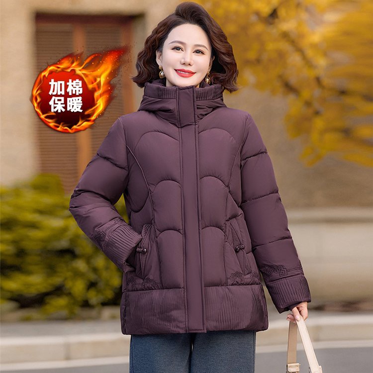 妈妈冬装棉服中老年人棉袄外套中国风加厚小棉衣女连帽气质
