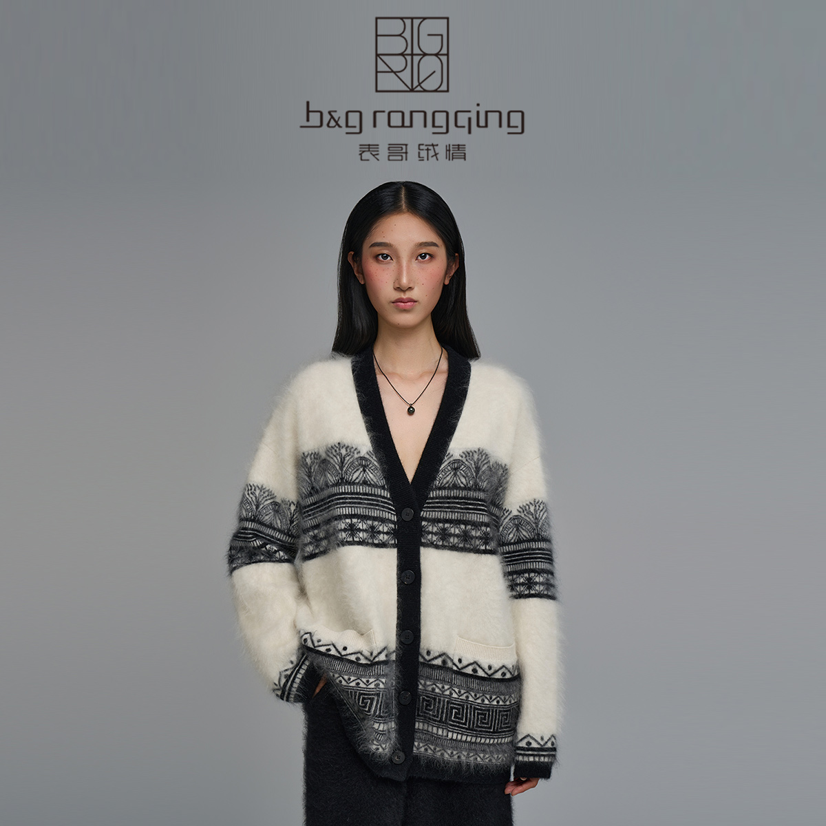 表哥绒情【伊斯坦堡】时尚民族风设计师风格水墨画针织开衫外套