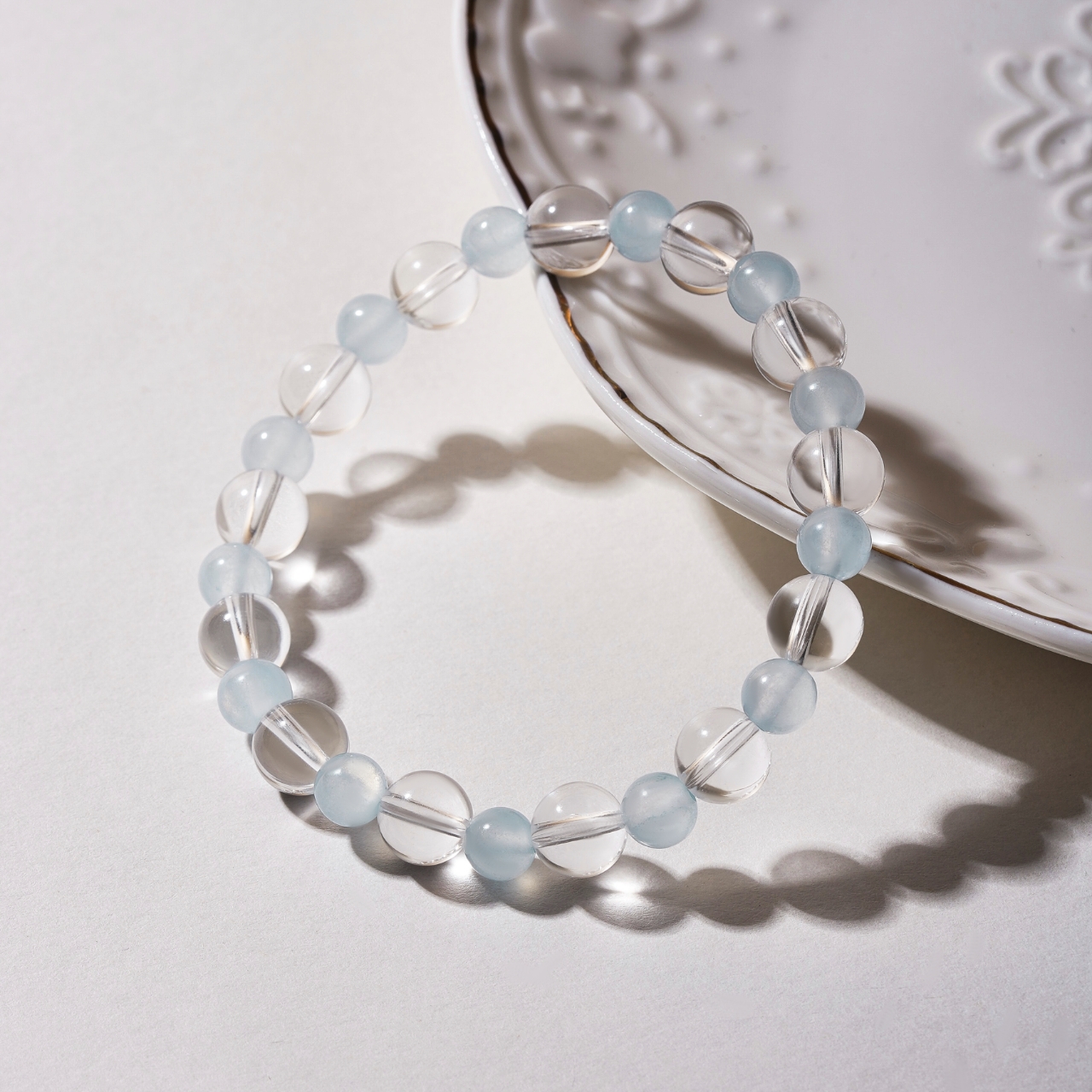 【云珀】白水晶蓝玉髓简约百搭设计手串