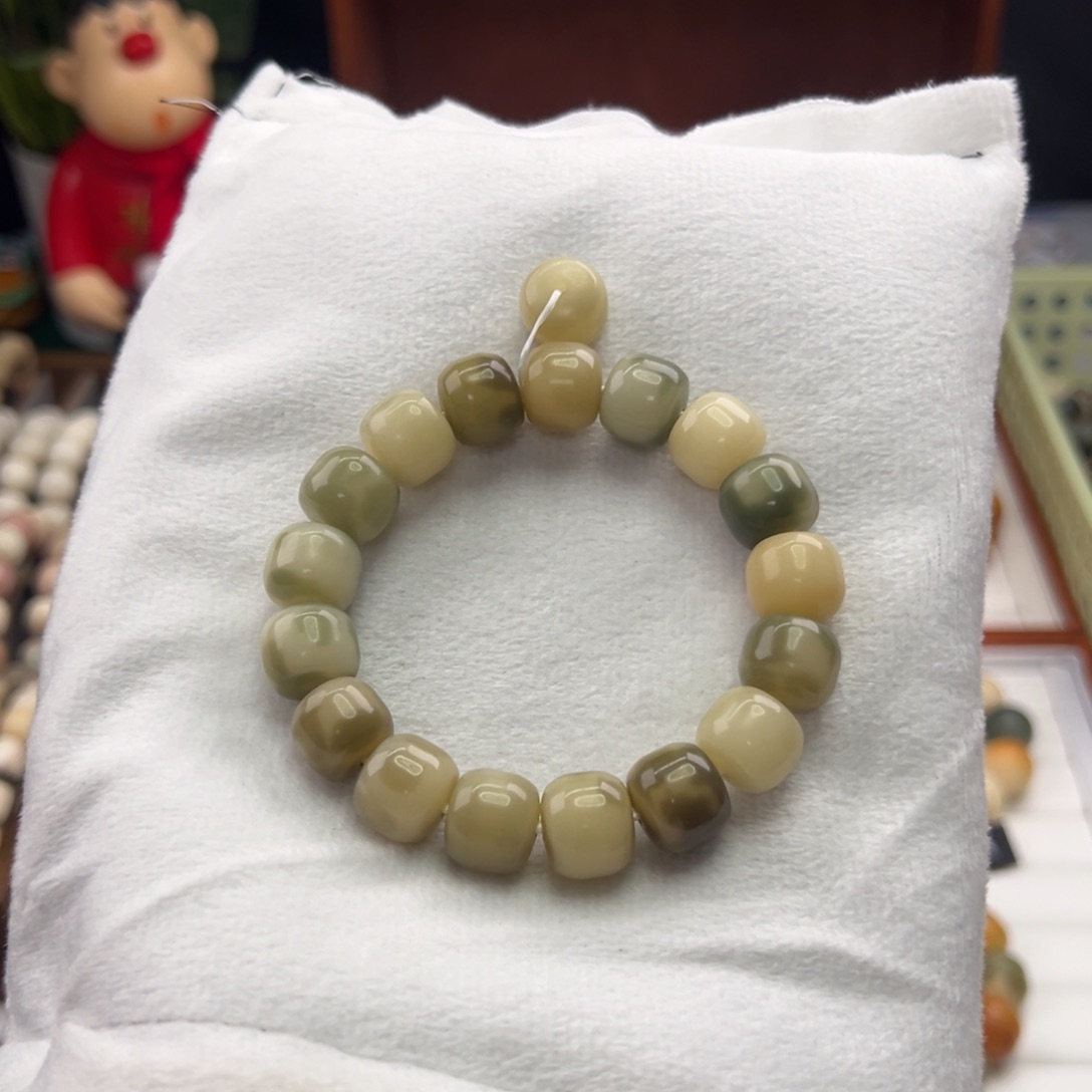 菩提根/象牙果手串卡13桶珠奶绿全品