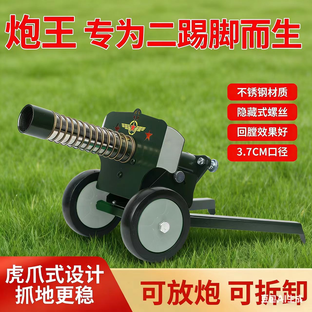 【二踢脚款】破击炮意大利炮放鞭炮神器摆件金属模型小钢炮发射玩具