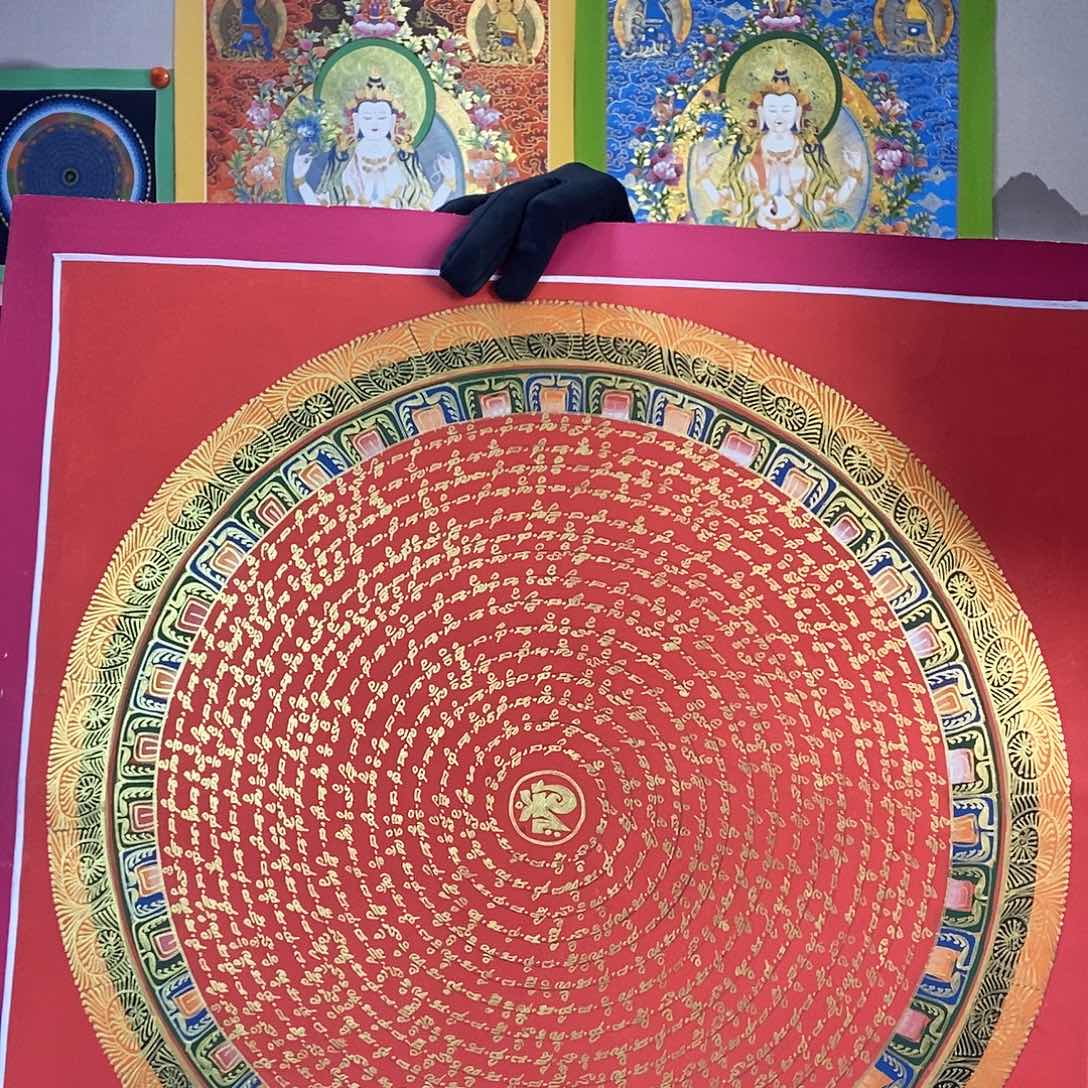 卷轴画纯手绘六字真言唐卡50