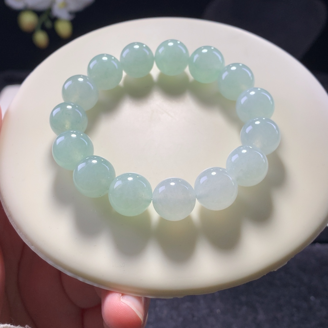 翡翠未镶嵌手链卡10青提串