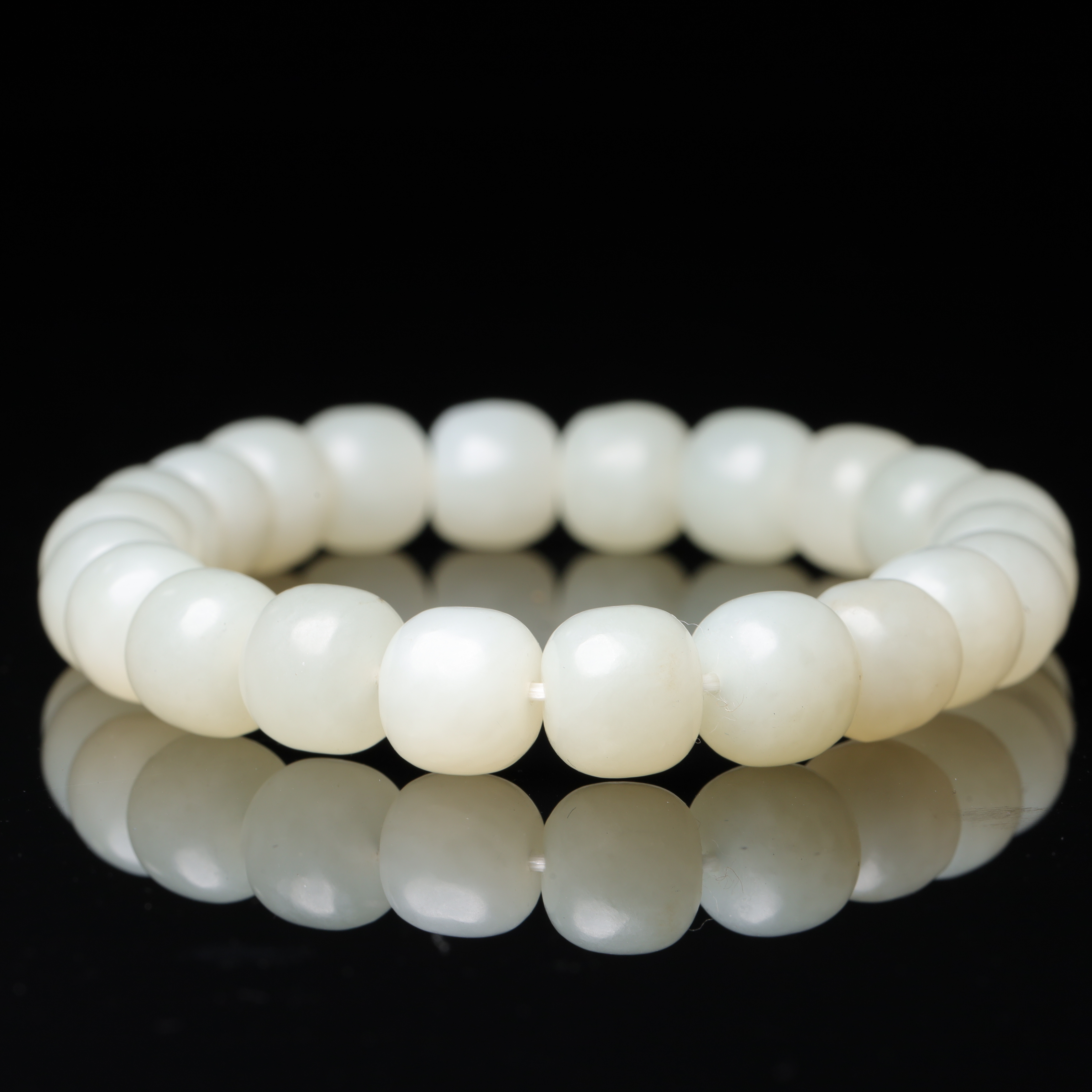 清代和田玉老型珠手串-LM