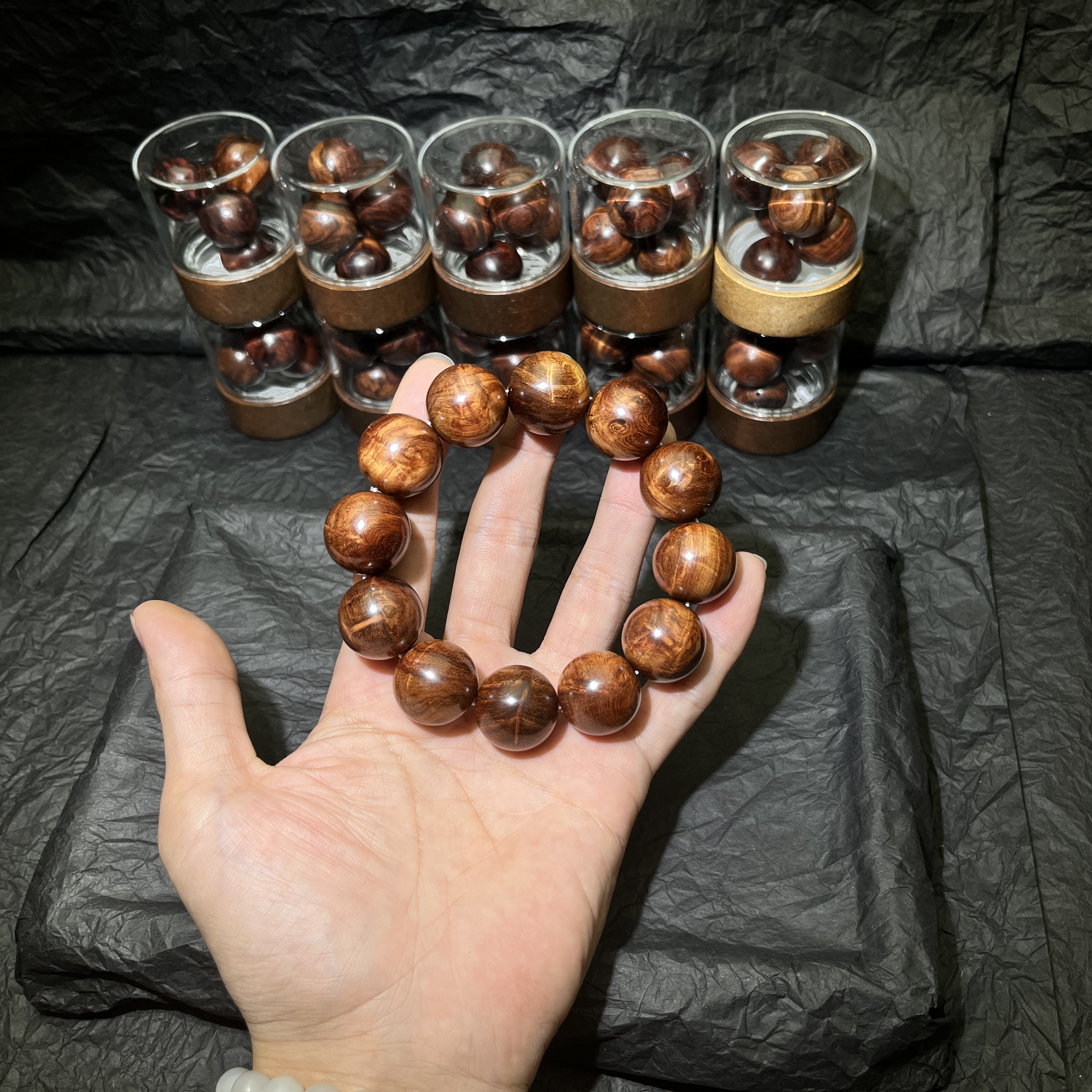 正宗海南黄花梨手串【甲骨文】老料2.0手串jgw1