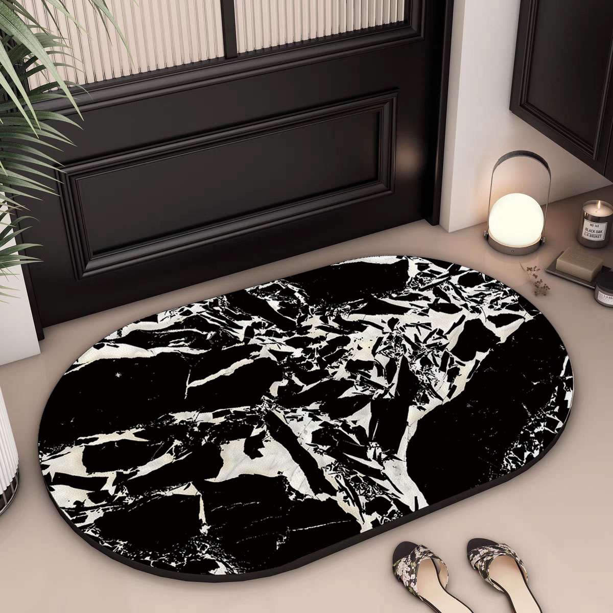 经典大理石纹热卖款现代简约纳帕皮浴室厨房吸水防滑速干皮革地垫