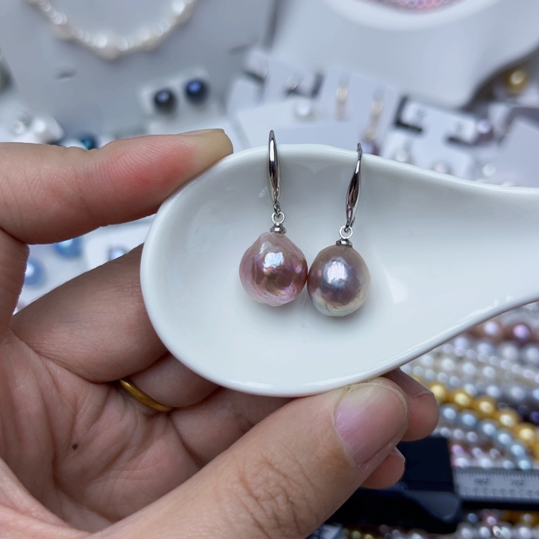 淡水珍珠耳饰银S925镶嵌