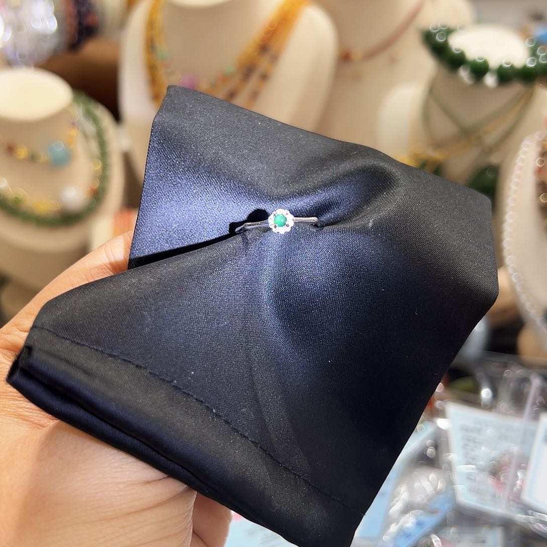 银S925镶嵌戒指翡翠阳绿