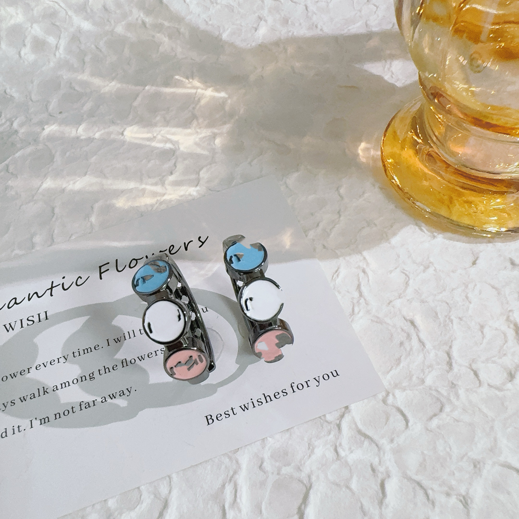 铜合金耳饰 8007 黑色滴釉耳圈