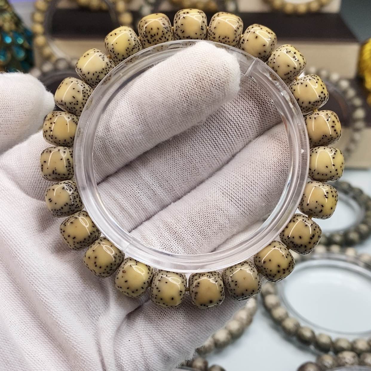 【闪购商品】星月菩提手串9×10一物一图原生态同枝古瓷白大留白