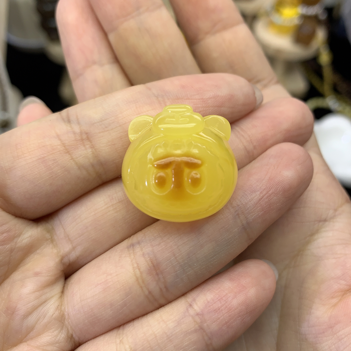天然琥珀蜜蜡labubu头