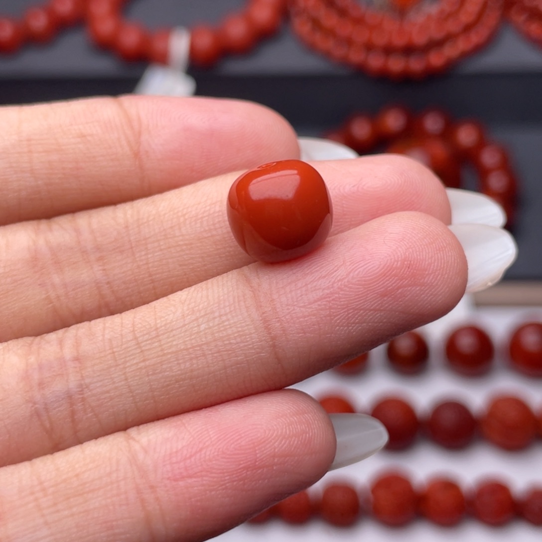 纹***人南红玛瑙未镶嵌手串Y11mm老型单珠